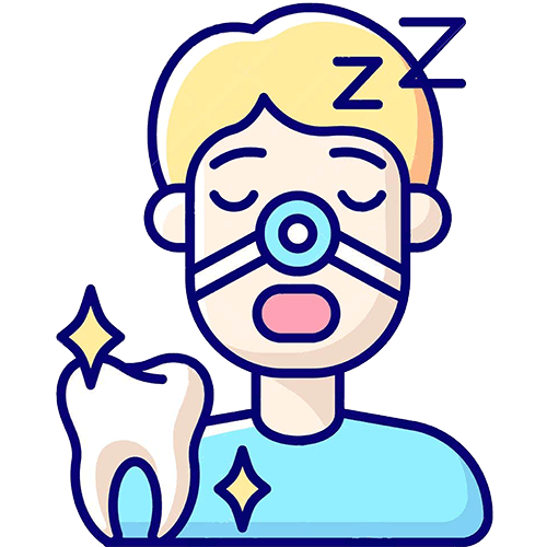 Boy under sedation,wearing a NO2 mask during dental treatment.