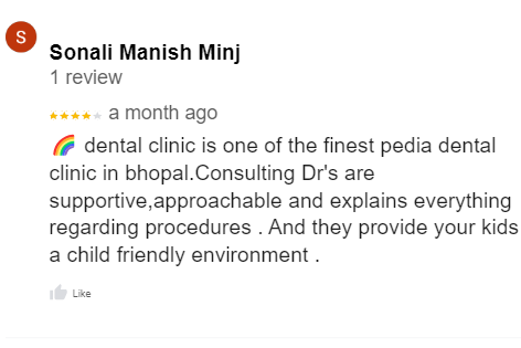 Screenshots of reviews from Google profile for Dr. Sangeeta's pediatric dental clinic.